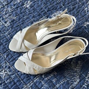 Nine West White Slingback Heels